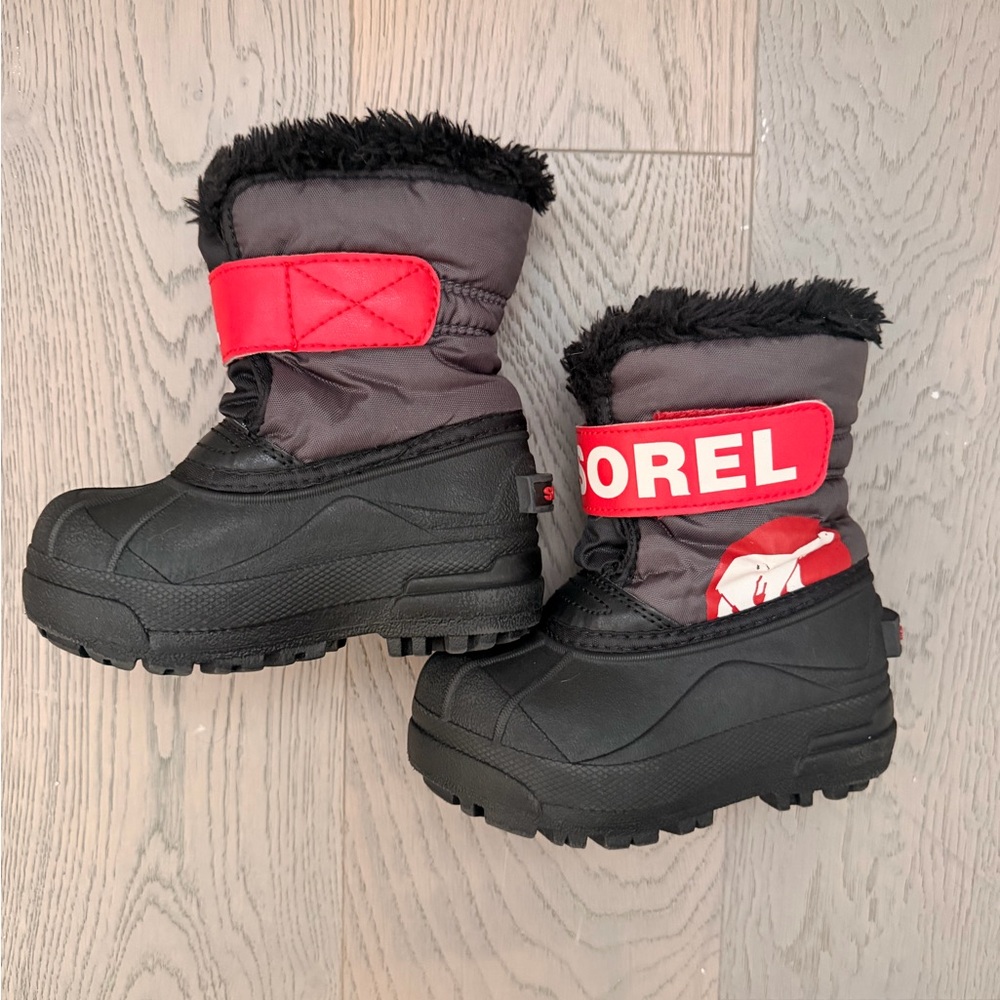 Sorel Toddler Snow Commander insulated waterproof boots.